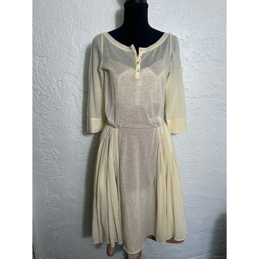 Beguile by Byron Lars Size 2 Sheer Lace Layered Midi Dress Cream